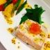 きのこと白身魚のテリーヌオランデーズソースがけ