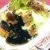 茄子と挽肉の挟み揚げ 割りソース餡かけ